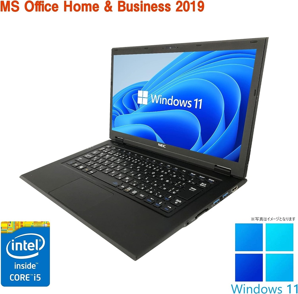 NEC ノートPC VG-S/13.3型2K液晶(2560x1440)/Win 11 Pro/MS Office H&B 2019/Core  i5-5200U/WEBカメラ/WIFI/Bluetooth/HDMI/4GB/512GB SSD (整備済み品)